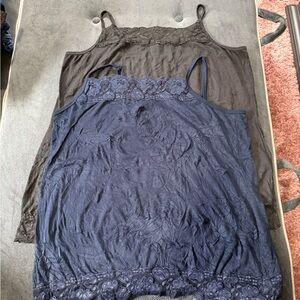 Black and Navy Lace Trim Tanks